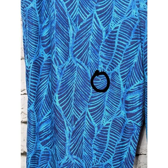BIRCH HILL Lagenlook Boho Palm Leaf Print 100% Linen Cropped Pants Size 10 - Picture 7 of 7